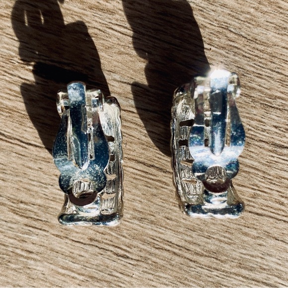 Vintage Silver Tone Chain Link Clip On Earrings Unique Punk Chic - Picture 5 of 5